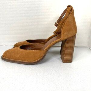 Diba True Kolpik Pumps Womens 10M Caramel Suede Square Toe Block Heel